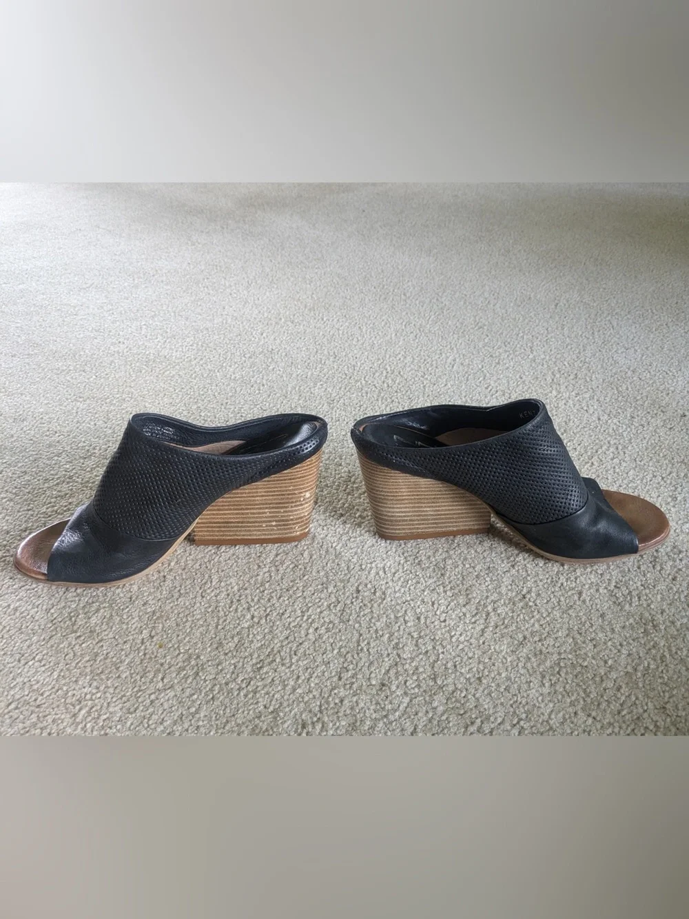 Miz Mooz black peep toe sandal wedges